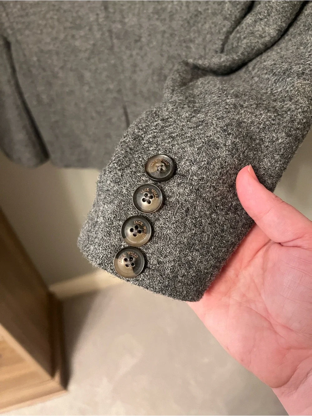 Jack Wills Gray Tweed‎ Notch Lapel Blazer